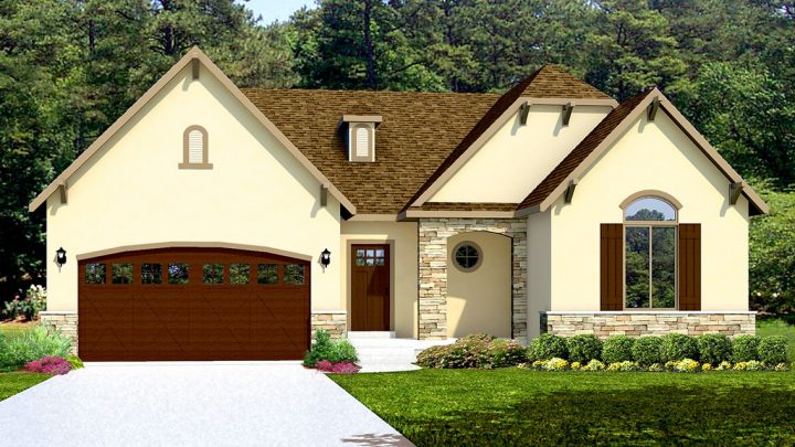 allison french country house plan 3d rendering