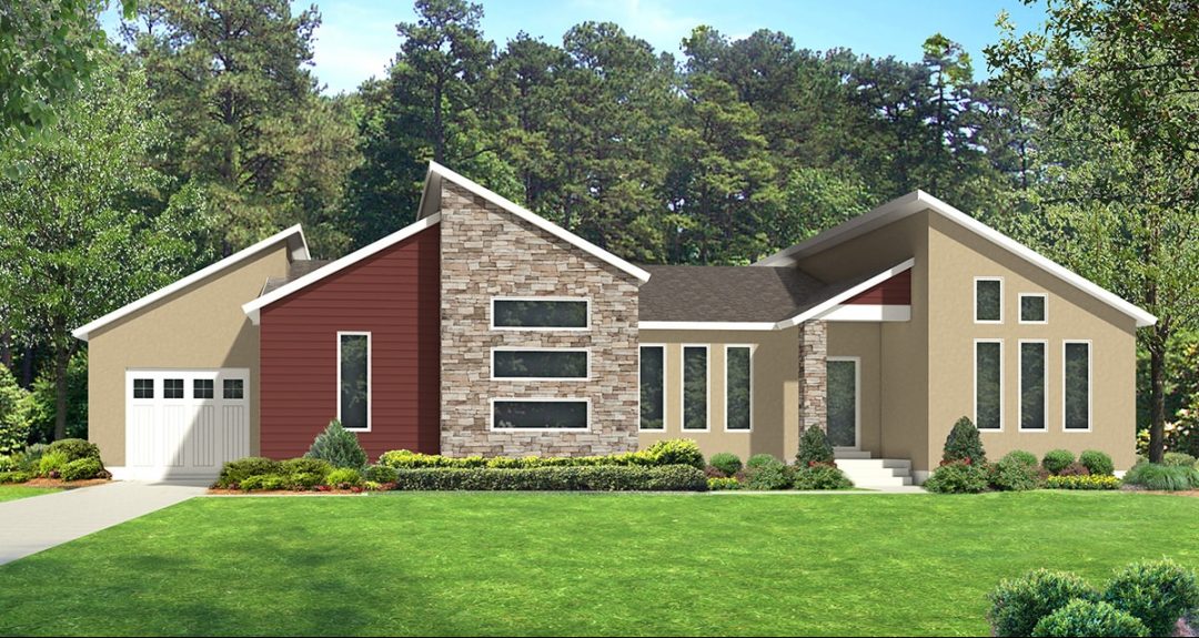 red deer modern house plan 3d rendering