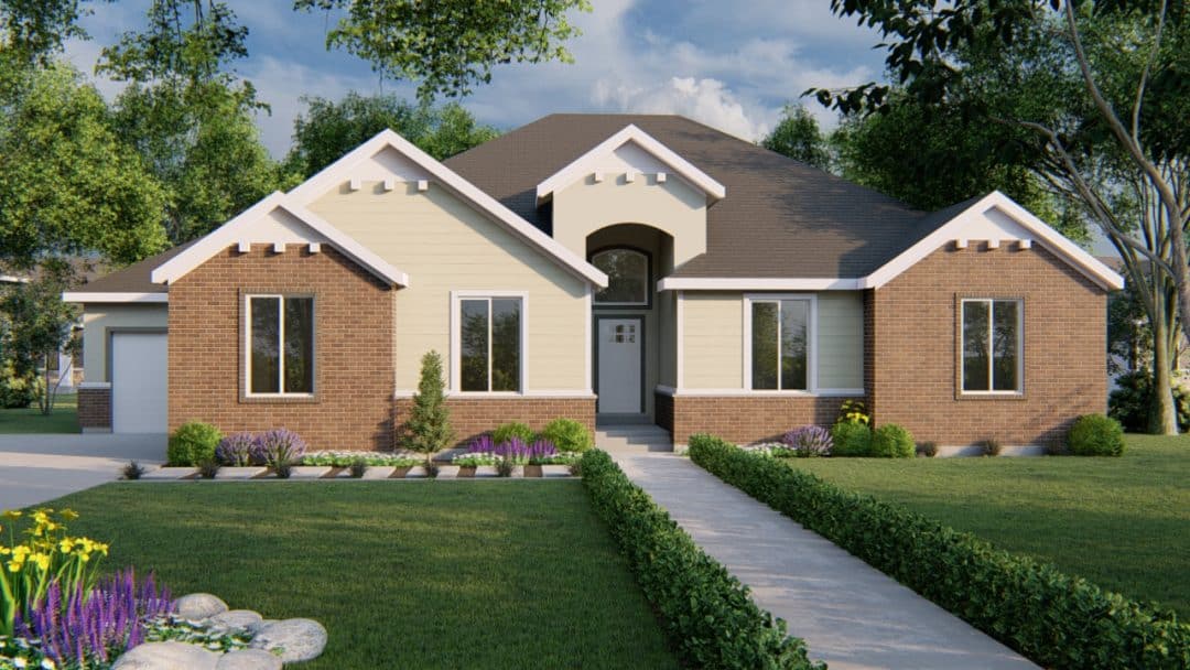 highline traditional house plan 3d rendering