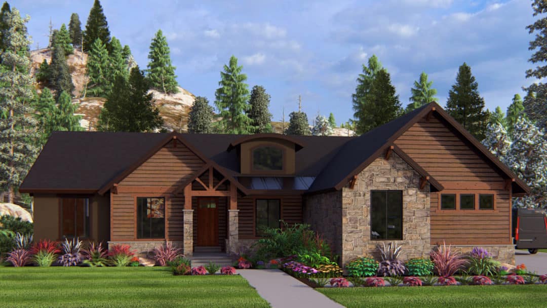 Cannon Beach - Mt. Rustic House Plan Rendering