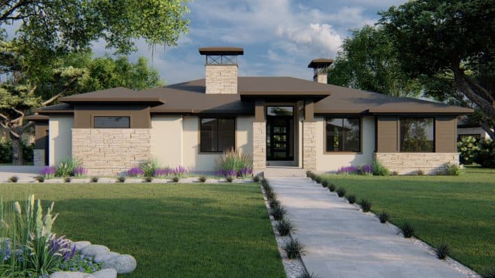 beacon hill prairie house plan 3d rendering