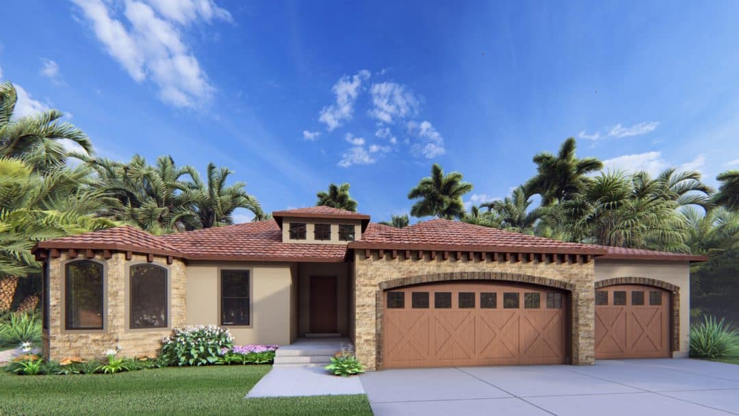 Cambridge - Mediterranean House Plan Rendering