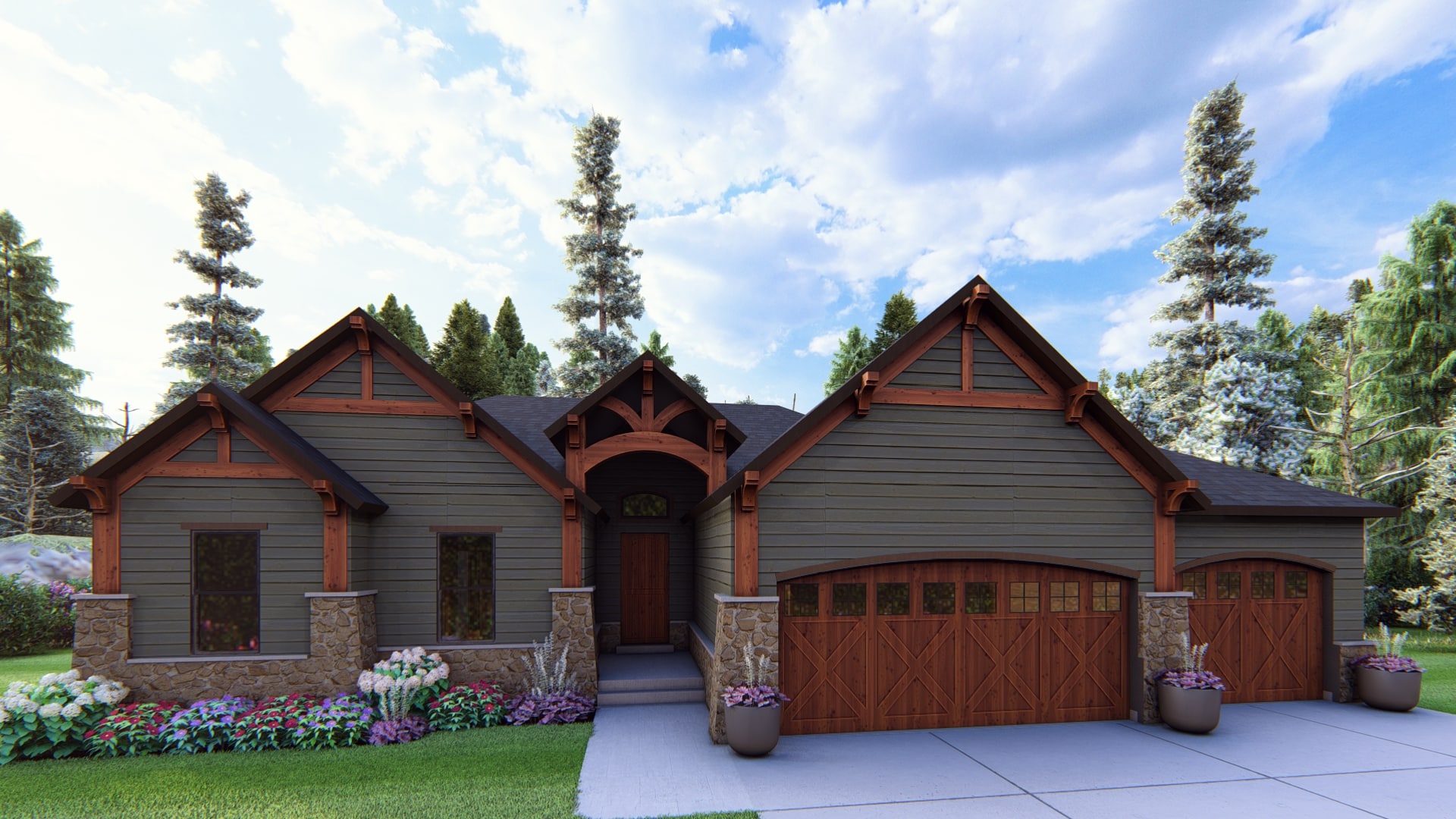 Cambridge - Mt. Rustic House Plan Rendering