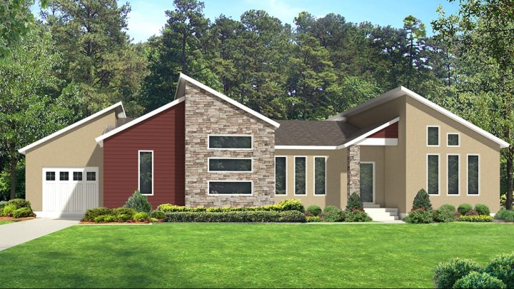 red deer modern house plan 3d rendering