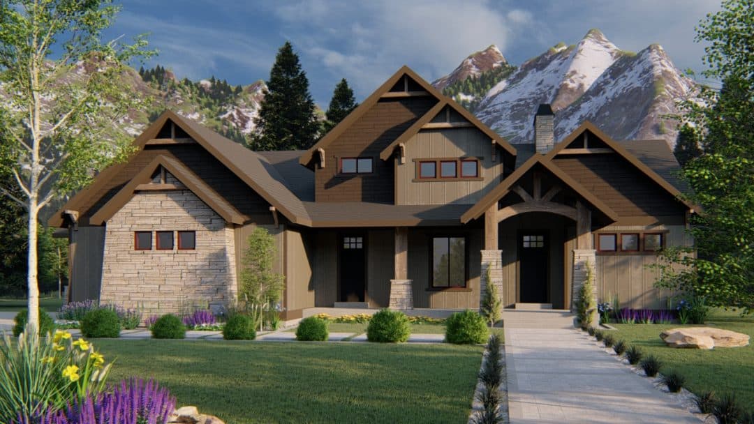 winchester mt. rustic house plan 3d rendering