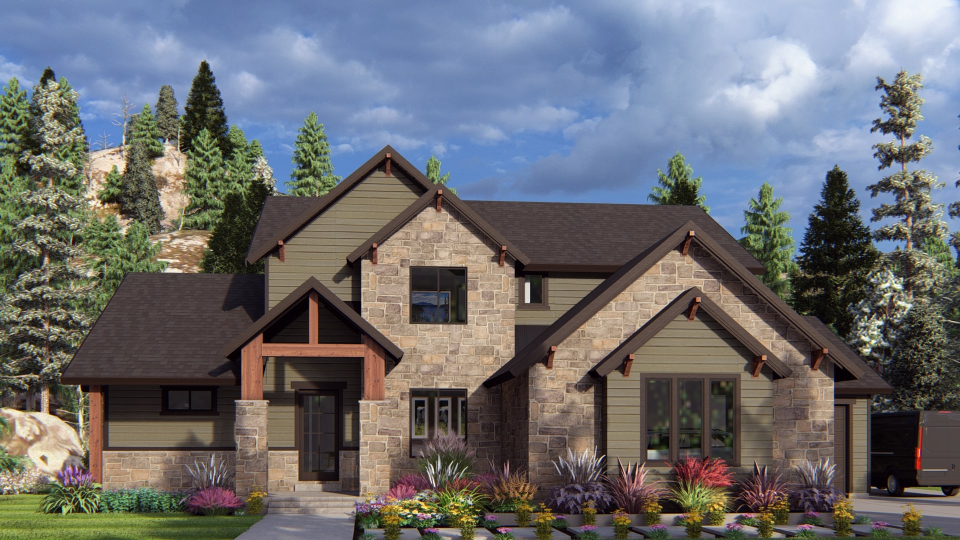 Newgate - Mt. Rustic House Plan Rendering