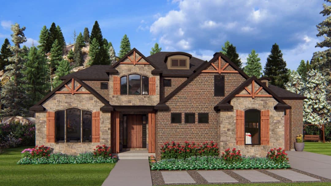 Madison - Mt. Rustic House Plan Rendering