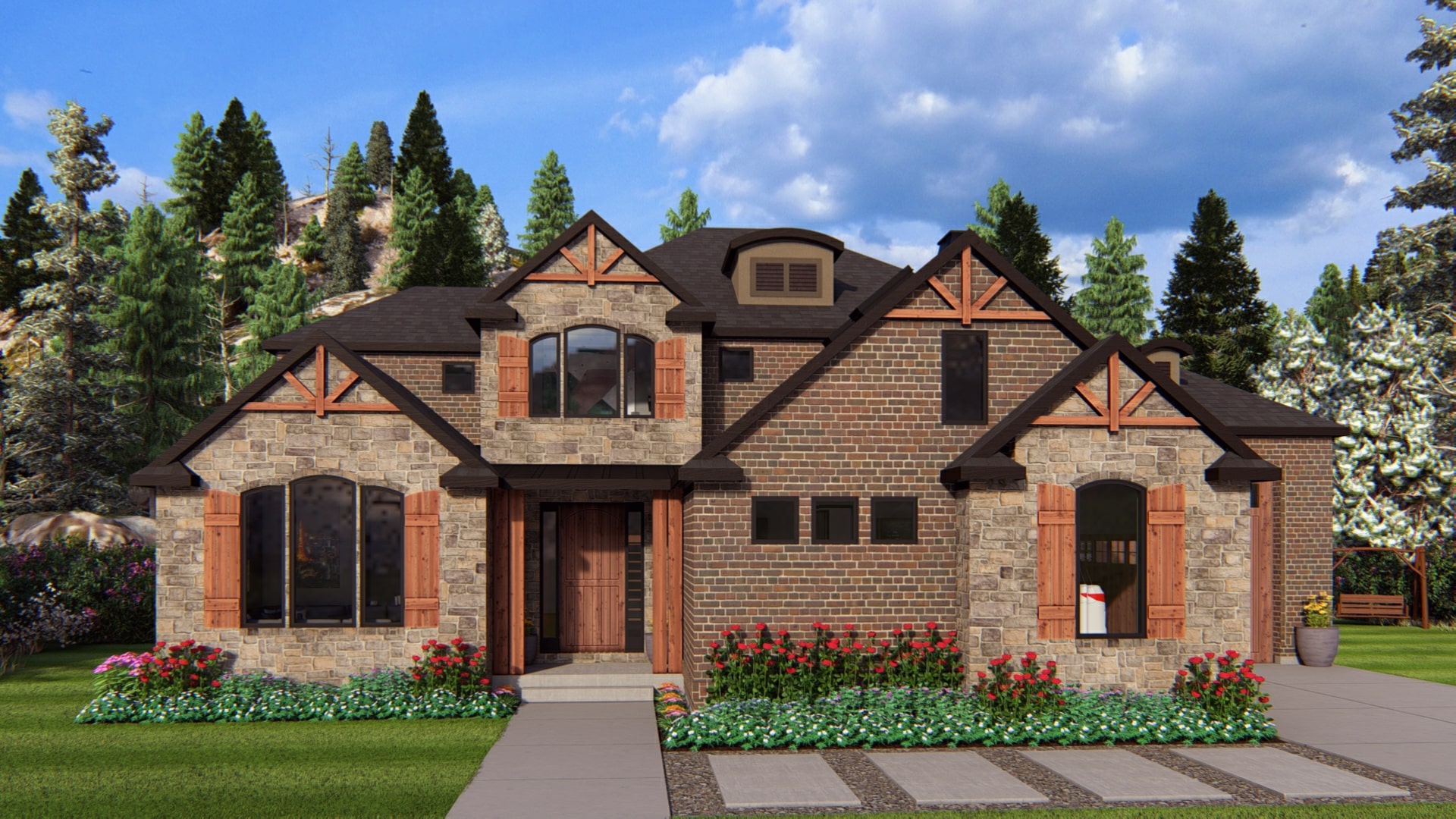 Madison - Mt. Rustic House Plan Rendering