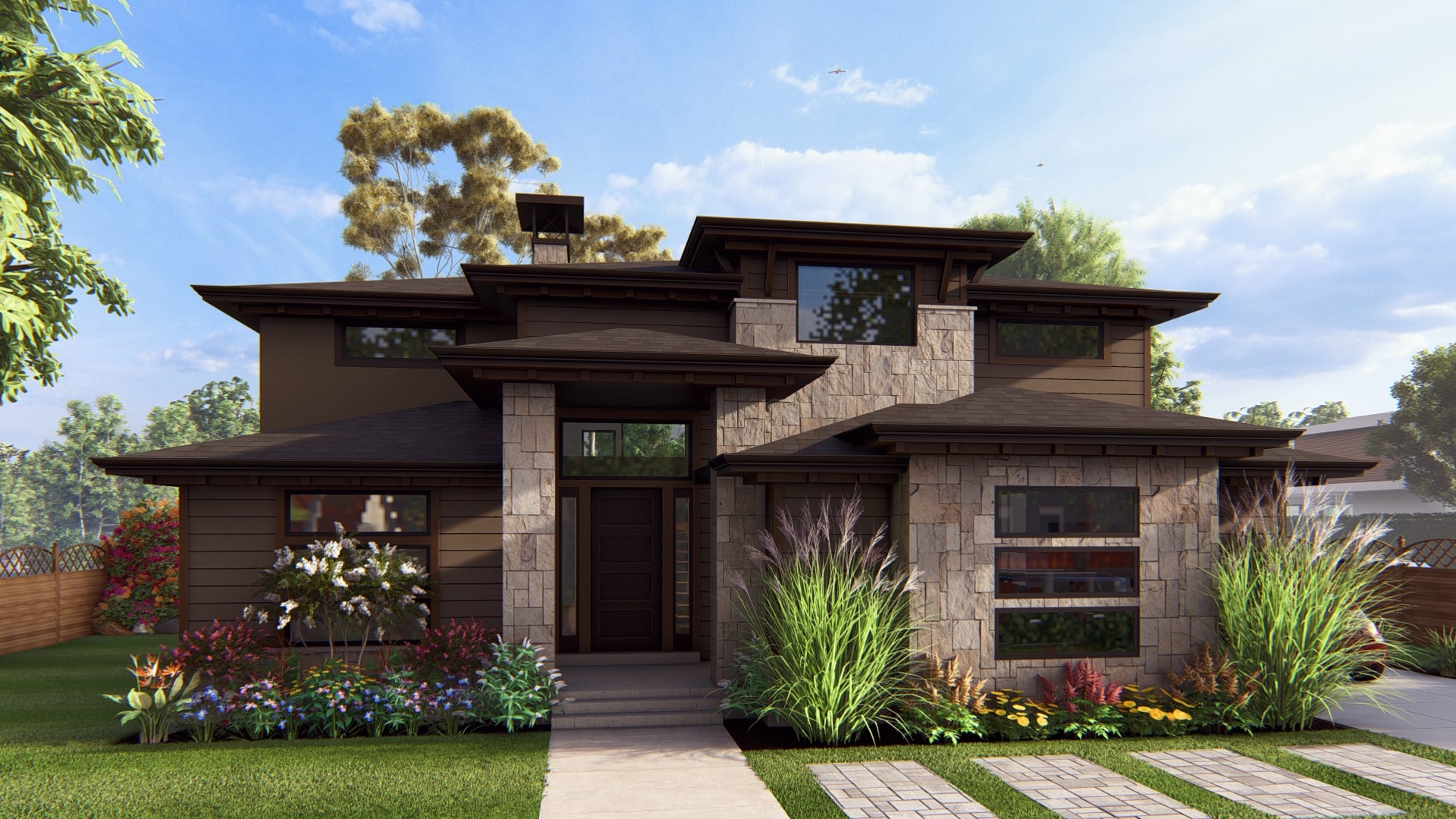 Madison - Prairie House Plan Rendering